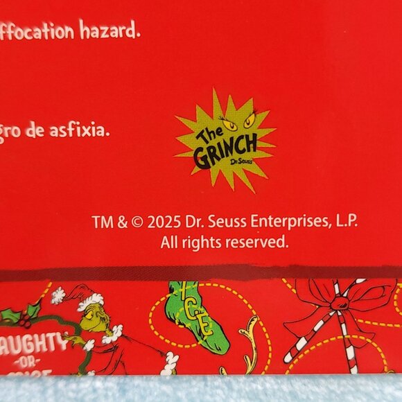 Dr. Seuss The Grinch Oversized Plush Throw Blanket 50x60" Holiday Christmas Blue - Picture 12 of 15